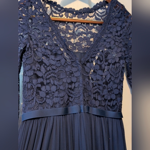 NWT David's Bridal Lace Mesh Navy Bridesmaid Dress 3/4 Sleeve Size 2 $38 - Picture 10 of 12